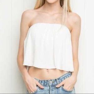 Brandy Melville White Flowey Tube Top